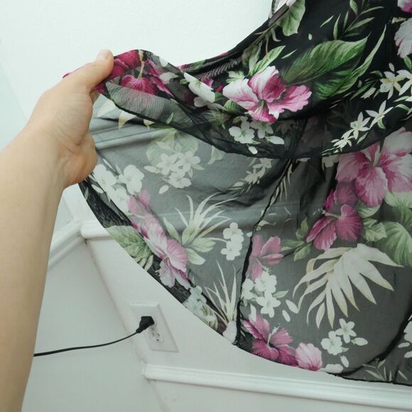 Vintage XS Dress Y2K Babydoll Floral Micro Mesh Boho Romantic Feminine Sundress - Picture 5 of 8